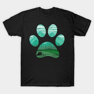 Camping Tent In A Dog Paw On Camping T-Shirt